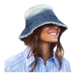 Denim Ombre Blue Bucket Hat Coastal Chic Boho Festival Beachy